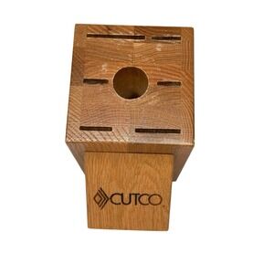 Cutco Wood Knife Sharpener Block 7 Slot USA Honey Oak Plastic Bottom Galley Set